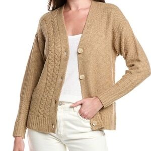 CAbi Tan Cable Knit Cardigan Sweater